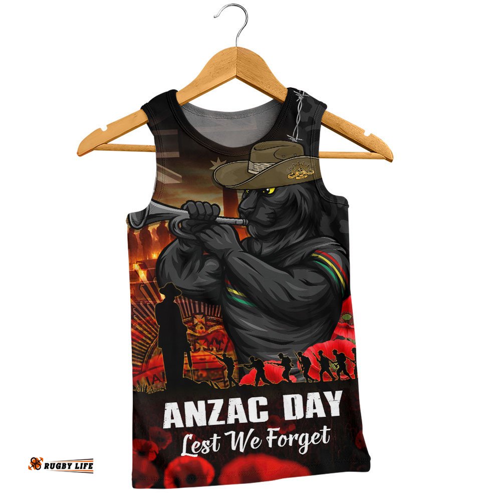 Penrith Panthers Men Singlet Anzac Day Rising Dawn Ceremony Lest We Forget Courage
