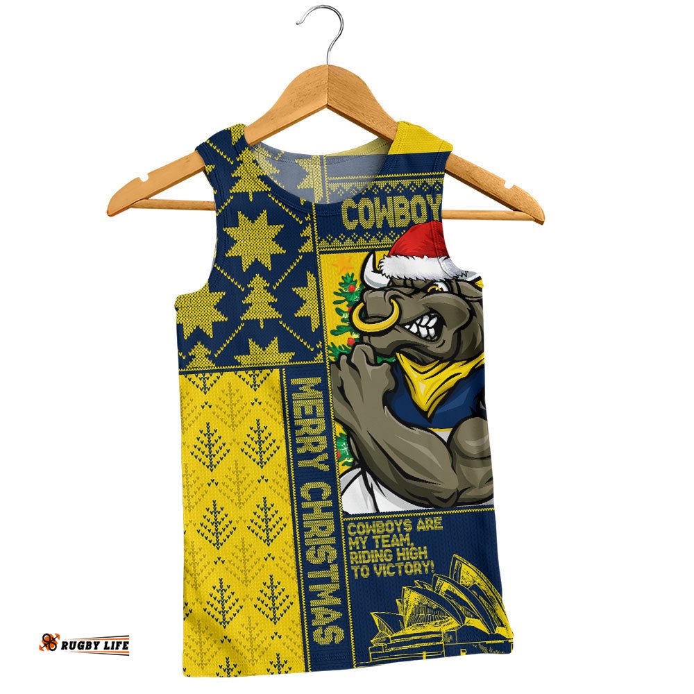 North Queensland Cowboys Men Singlet Christmas Magic Knit Style Winter Glow