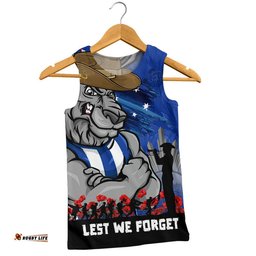 North Melbourne Men Singlet ANZAC Inspired Football Fan Memorial Design