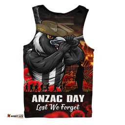 Collingwood Men Singlet ANZAC Day Lest We Forget Red Poppy And Honor The Brave Tribute