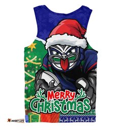 New Zealand Warriors Men Singlet Santa Scoring Touchdown On Christmas Game Day