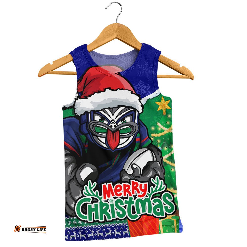 New Zealand Warriors Men Singlet Santa Scoring Touchdown On Christmas Game Day