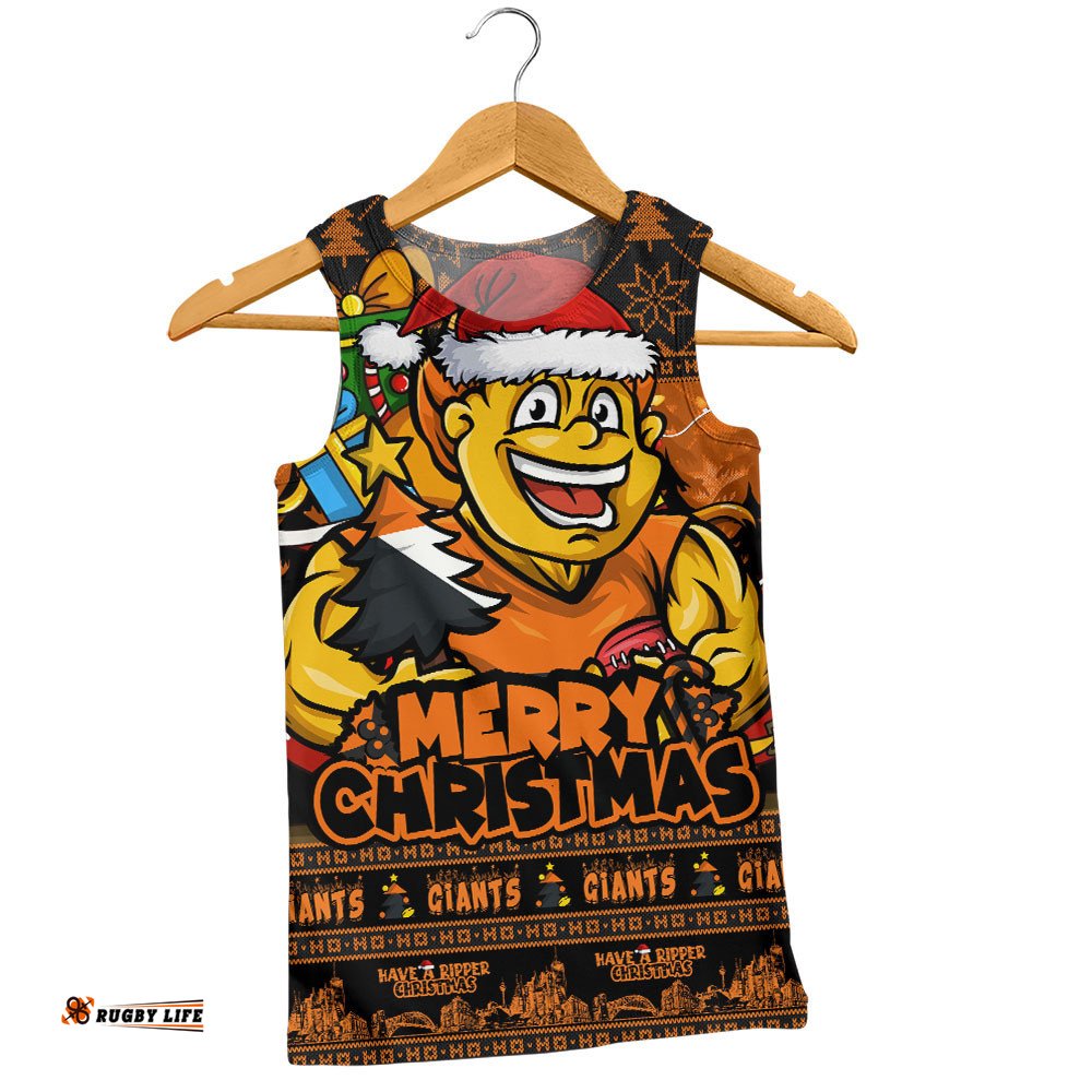 GWS GIANTS Men Singlet Festive Holiday Merry Christmas Vibe