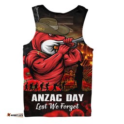 Redcliffe Dolphins Men Singlet Anzac Day Rising Dawn Ceremony Lest We Forget Courage