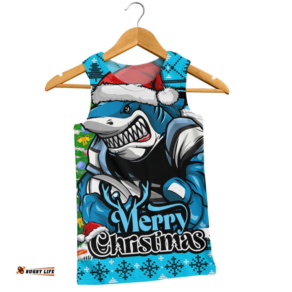 Cronulla-Sutherland Sharks Men Singlet Merry Christmas Game Day Knit Style Team Edition