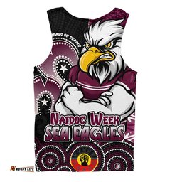 Manly Warringah Sea Eagles Men Singlet NAIDOC Week 50 Years Of Deadly Indigenous Pattern