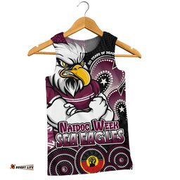 Manly Warringah Sea Eagles Men Singlet NAIDOC Week 50 Years Of Deadly Indigenous Pattern