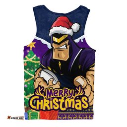 Melbourne Storm Men Singlet Santa Scoring Touchdown On Christmas Game Day