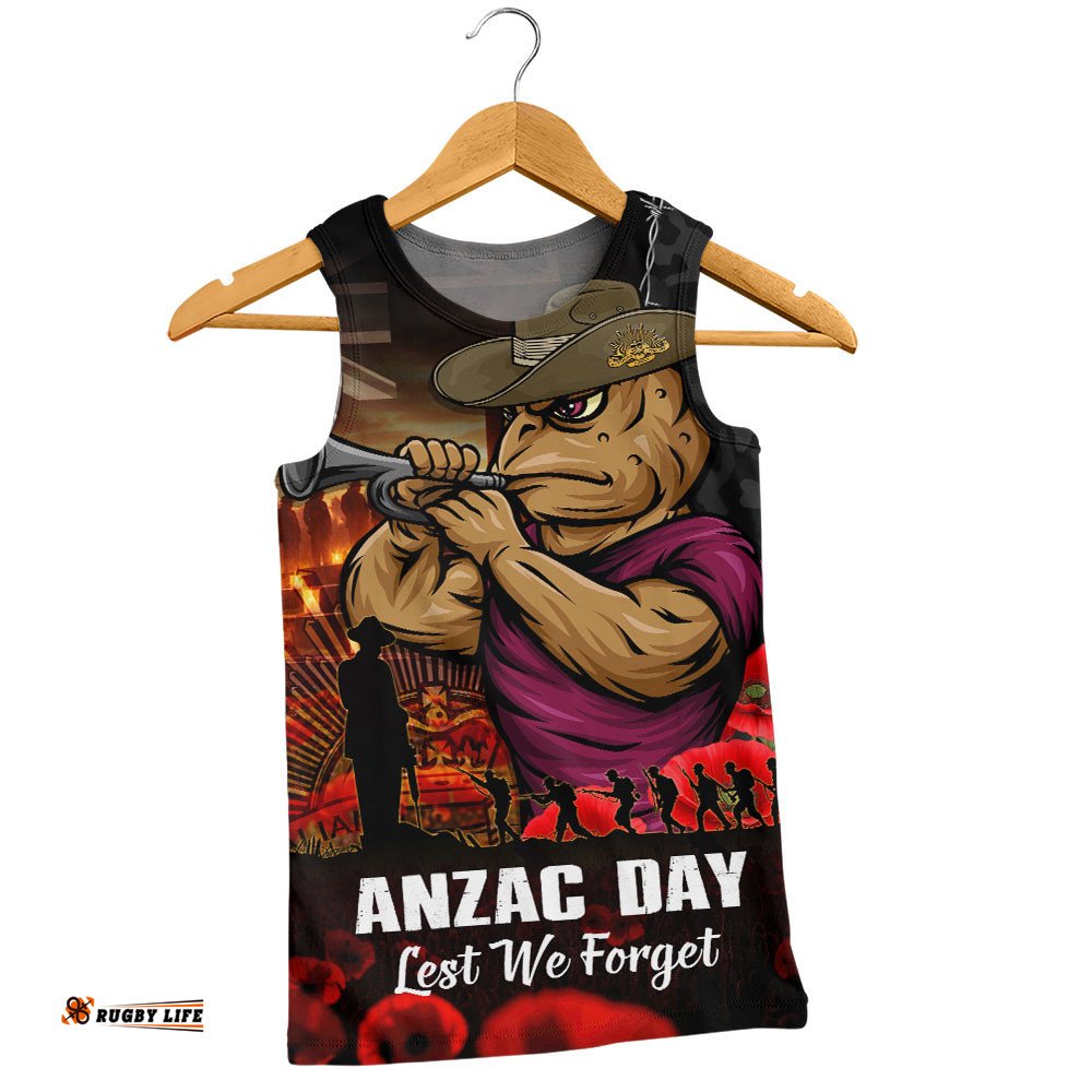 Queensland Maroons Men Singlet Anzac Day Rising Dawn Ceremony Lest We Forget Courage