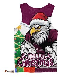 Manly Warringah Sea Eagles Men Singlet Santa Scoring Touchdown On Christmas Game Day