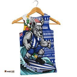 North Melbourne Men Singlet Christmas Holiday Santa Rides The Waves