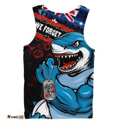 Cronulla-Sutherland Sharks Men Singlet Anzac Remembrance Of The Fallen