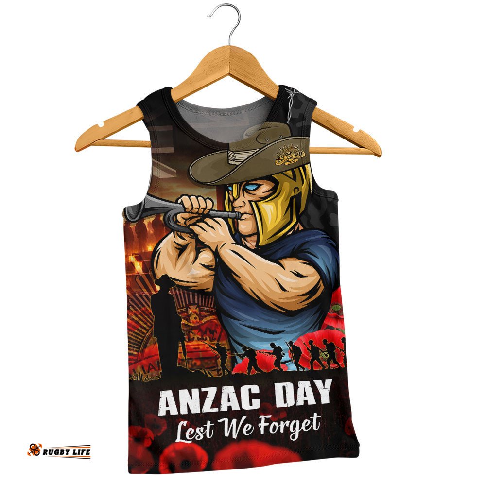 Gold Coast Titans Men Singlet Anzac Day Rising Dawn Ceremony Lest We Forget Courage