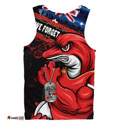 Redcliffe Dolphins Men Singlet Anzac Remembrance Of The Fallen
