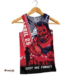 Melbourne Men Singlet Anzac Day Lest We Forget Memorial