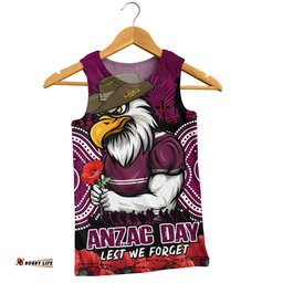 Manly Warringah Sea Eagles Men Singlet Anzac Day Pride Of Service Eternal Memory