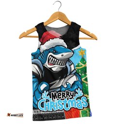 Cronulla-Sutherland Sharks Men Singlet Santa Scoring Touchdown On Christmas Game Day