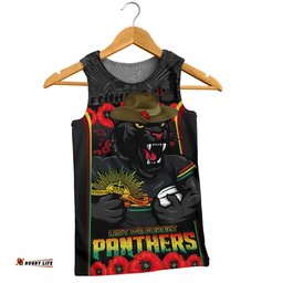 Penrith Panthers Men Singlet Lest We Forget In Honor And Remembrance
