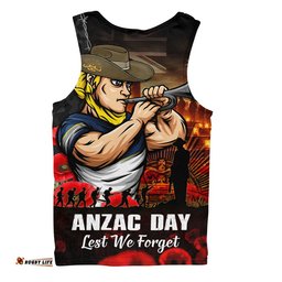 North Queensland Cowboys Men Singlet Anzac Day Rising Dawn Ceremony Lest We Forget Courage