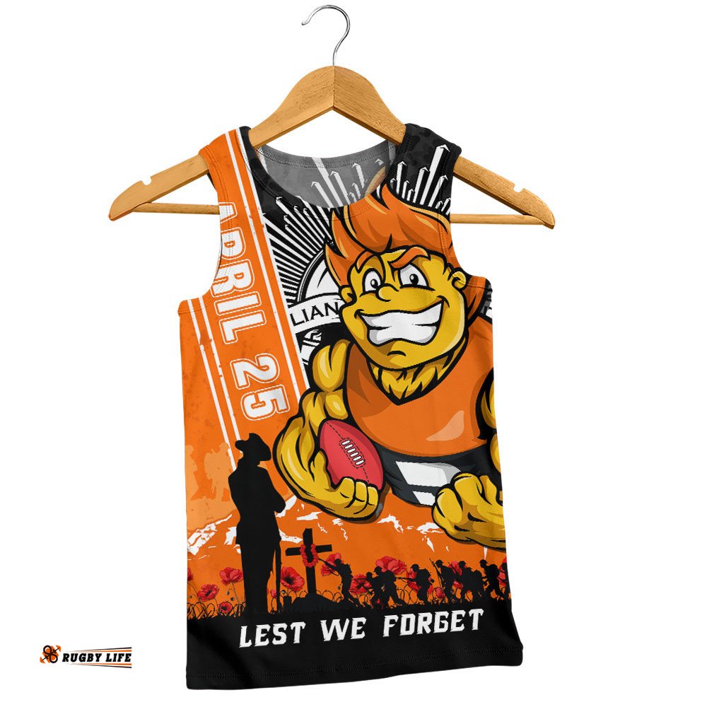 GWS GIANTS Men Singlet Anzac Day Lest We Forget Memorial