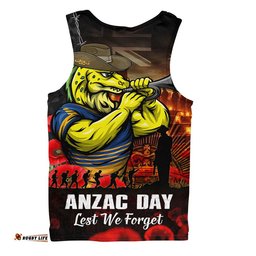 Parramatta Eels Men Singlet Anzac Day Rising Dawn Ceremony Lest We Forget Courage