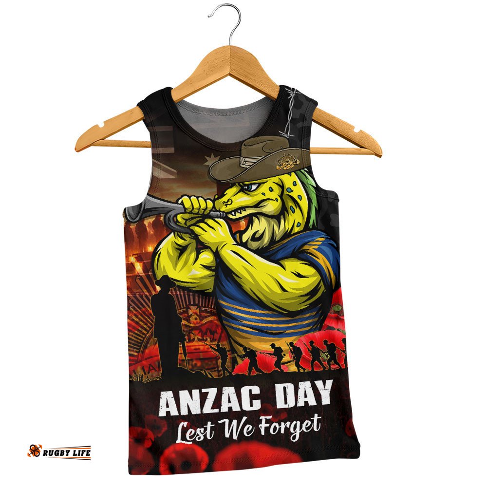 Parramatta Eels Men Singlet Anzac Day Rising Dawn Ceremony Lest We Forget Courage