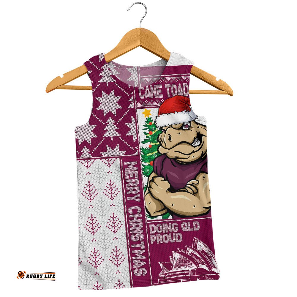 Queensland Maroons Men Singlet Winter Knit Magic Holiday Spirit