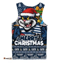 Geelong Cats Men Singlet Festive Holiday Merry Christmas Vibe