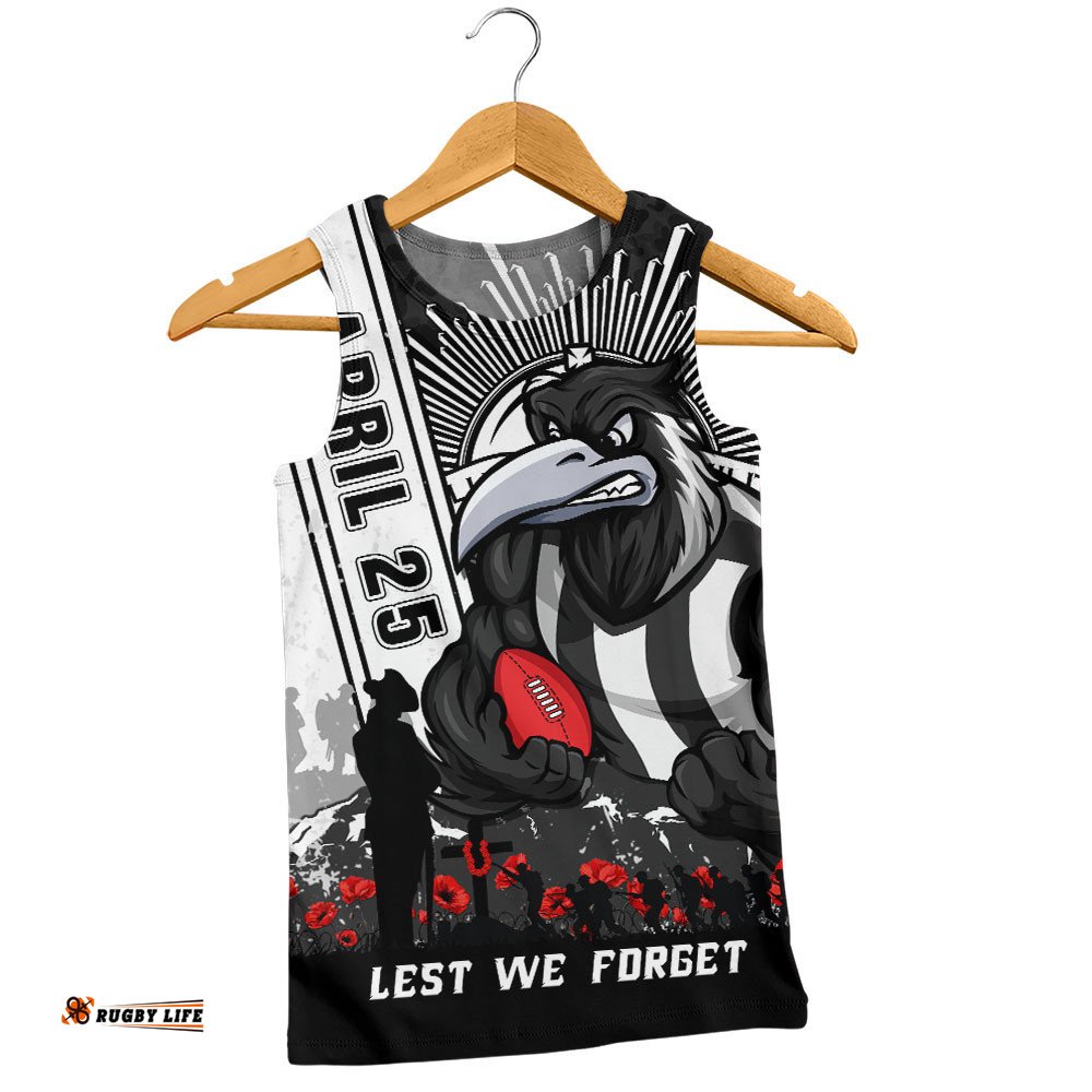 Collingwood Men Singlet Anzac Day Lest We Forget Memorial