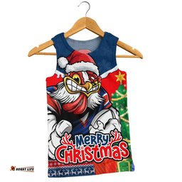 Sydney Roosters Men Singlet Santa Scoring Touchdown On Christmas Game Day