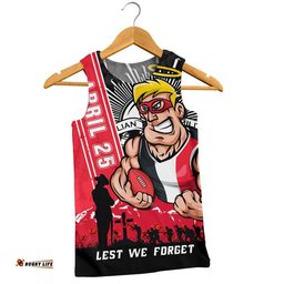 St Kilda Men Singlet Anzac Day Lest We Forget Memorial
