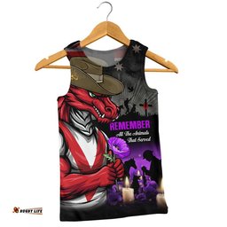St. George Illawarra Dragons Men Singlet Anzac Day Purple Poppy And Animals That Served