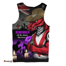 St. George Illawarra Dragons Men Singlet Anzac Day Purple Poppy And Animals That Served