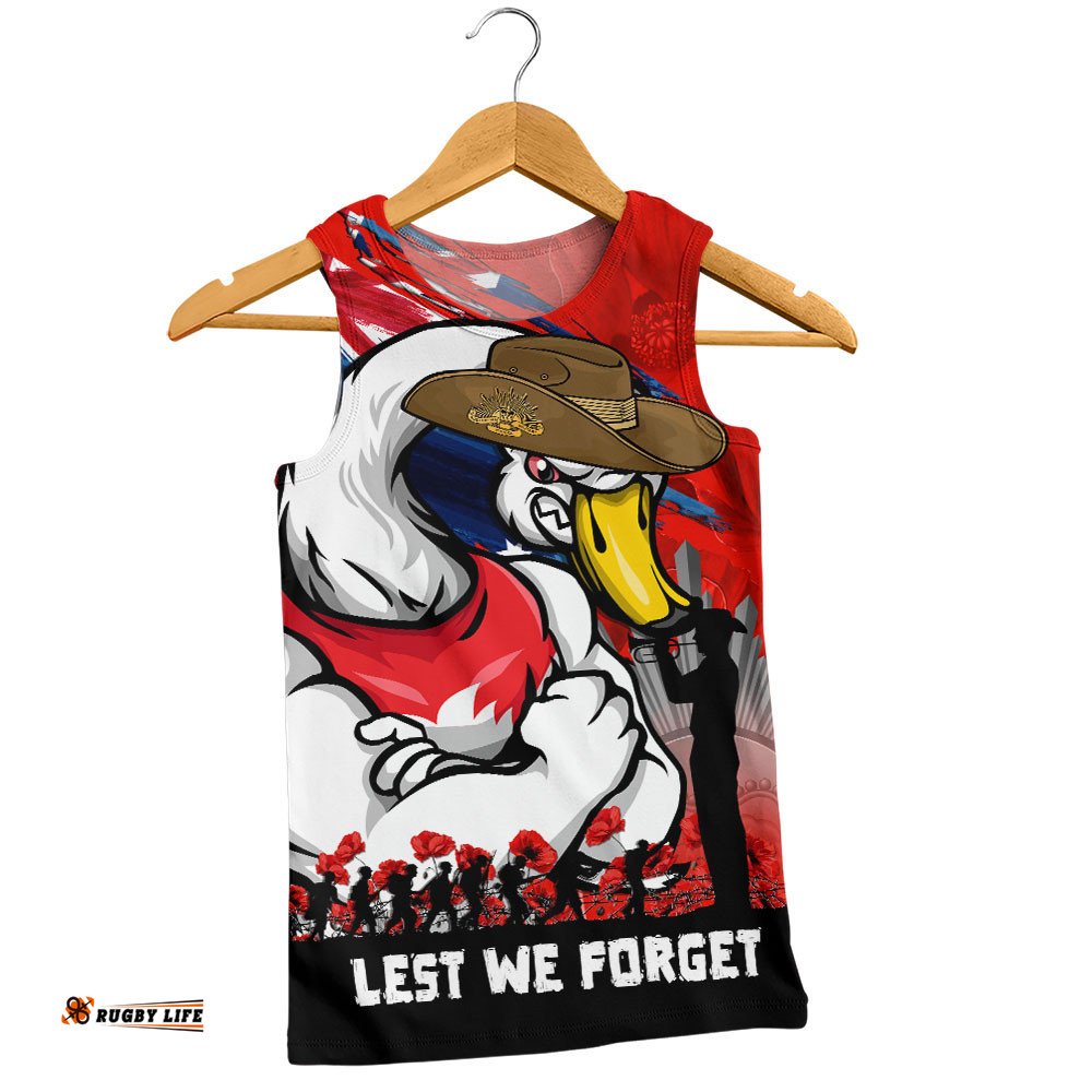 Sydney Swans Men Singlet ANZAC Inspired Football Fan Memorial Design