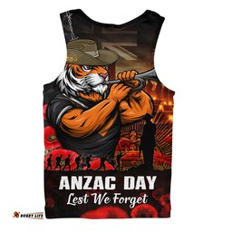 Wests Tigers Men Singlet Anzac Day Rising Dawn Ceremony Lest We Forget Courage