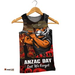 Wests Tigers Men Singlet Anzac Day Rising Dawn Ceremony Lest We Forget Courage