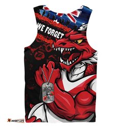 St. George Illawarra Dragons Men Singlet Anzac Remembrance Of The Fallen