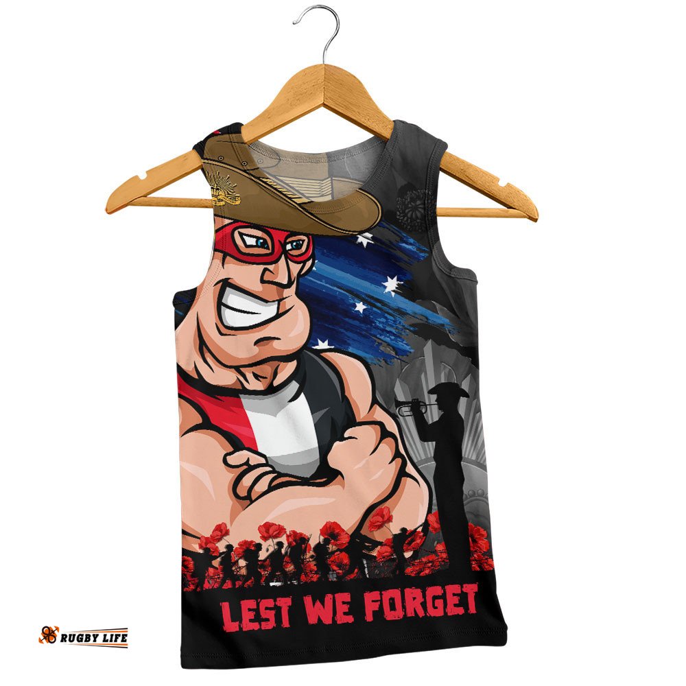 St Kilda Men Singlet ANZAC Inspired Football Fan Memorial Design