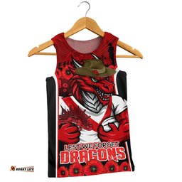St. George Illawarra Dragons Men Singlet Lest We Forget In Honor And Remembrance