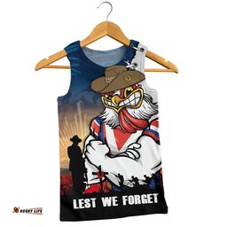 Sydney Roosters Men Singlet Anzac Day Lest We Forget Silent Dawn