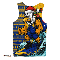 West Coast Eagles Men Singlet Christmas Holiday Santa Rides The Waves
