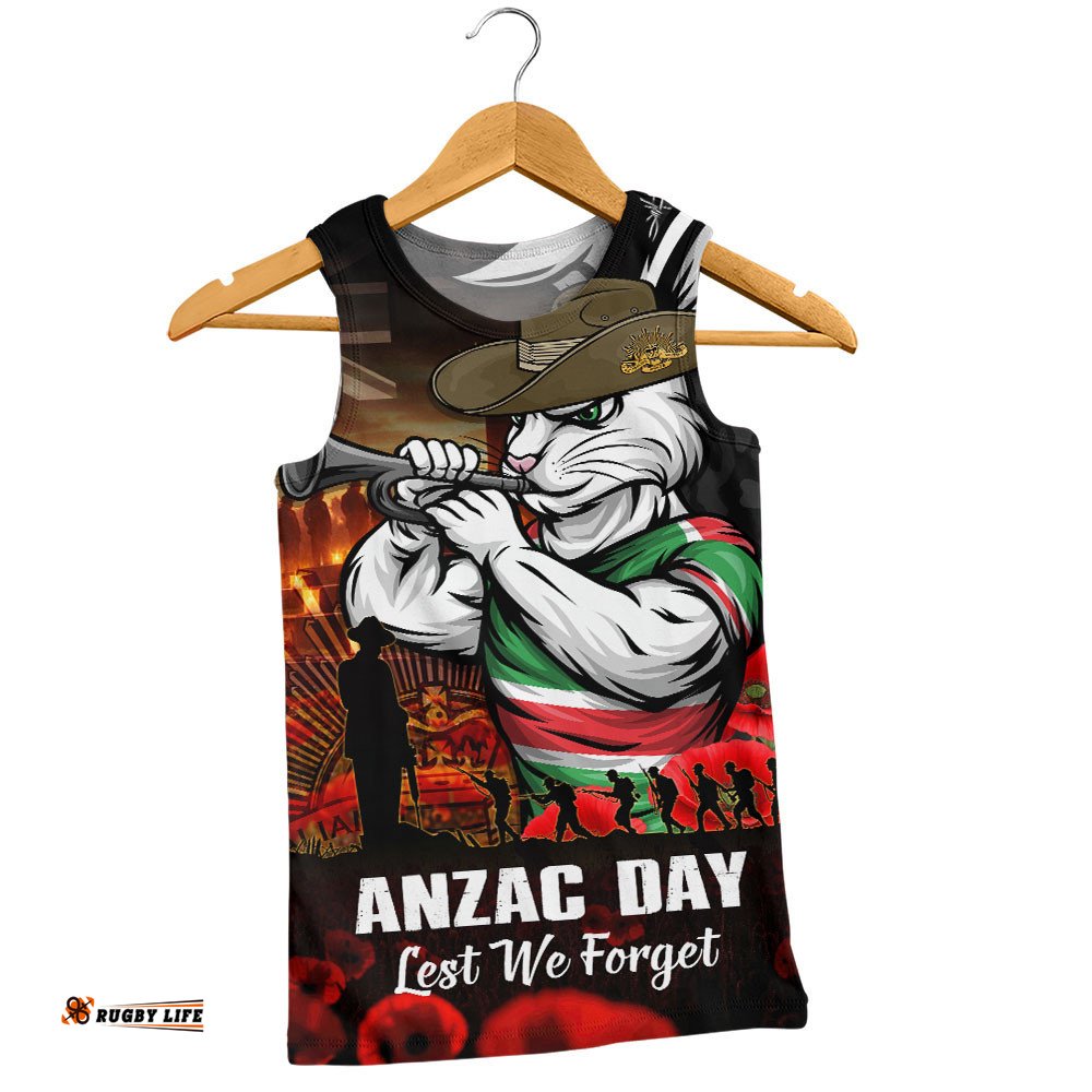 South Sydney Rabbitohs Men Singlet Anzac Day Rising Dawn Ceremony Lest We Forget Courage
