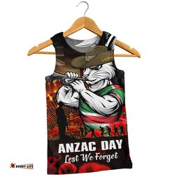 South Sydney Rabbitohs Men Singlet Anzac Day Rising Dawn Ceremony Lest We Forget Courage