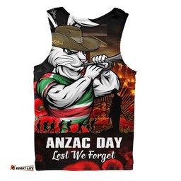 South Sydney Rabbitohs Men Singlet Anzac Day Rising Dawn Ceremony Lest We Forget Courage