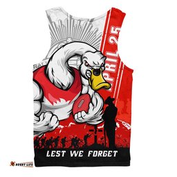 Sydney Swans Men Singlet Anzac Day Lest We Forget Memorial