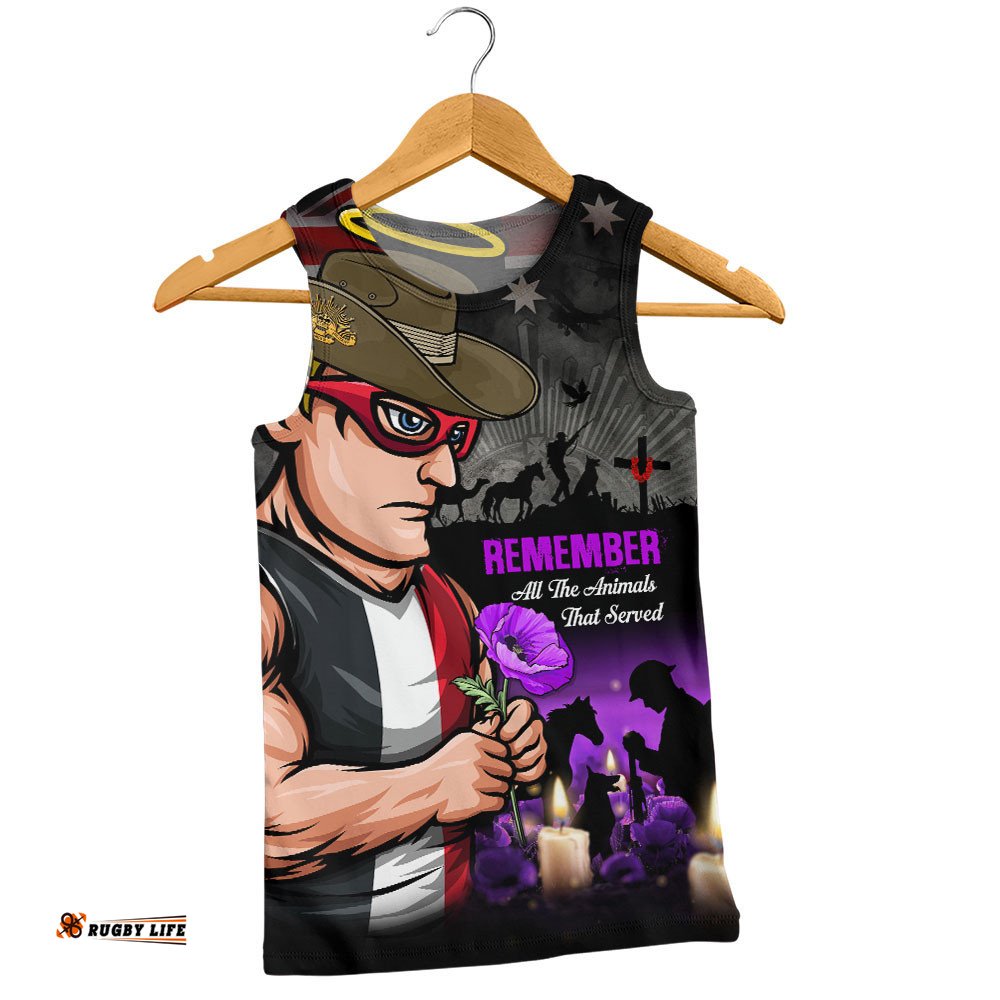 St Kilda Men Singlet Anzac Day In Memory Of Animals That Served