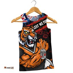 Wests Tigers Men Singlet Anzac Remembrance Of The Fallen
