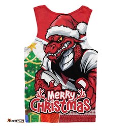 St. George Illawarra Dragons Men Singlet Santa Scoring Touchdown On Christmas Game Day