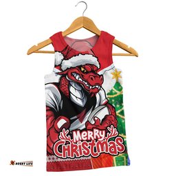 St. George Illawarra Dragons Men Singlet Santa Scoring Touchdown On Christmas Game Day