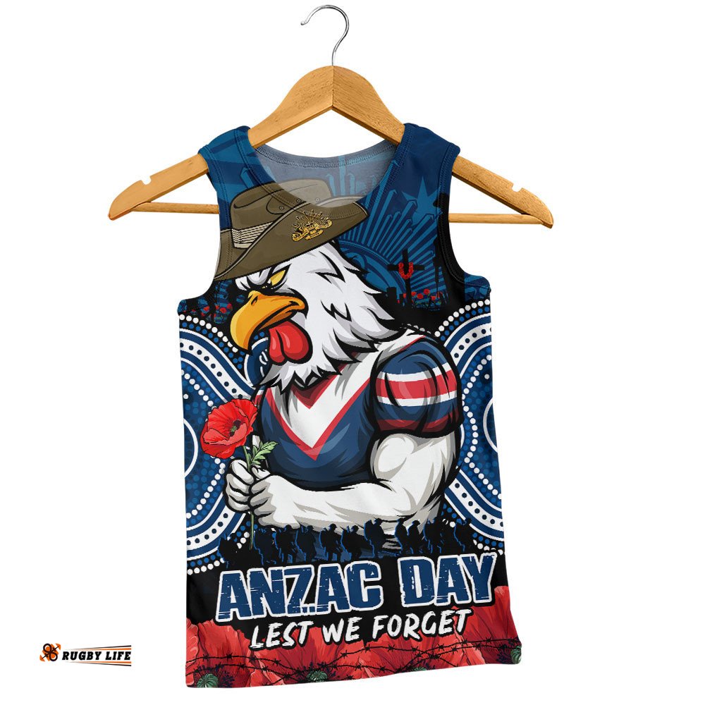 Sydney Roosters Men Singlet Anzac Day Pride Of Service Eternal Memory